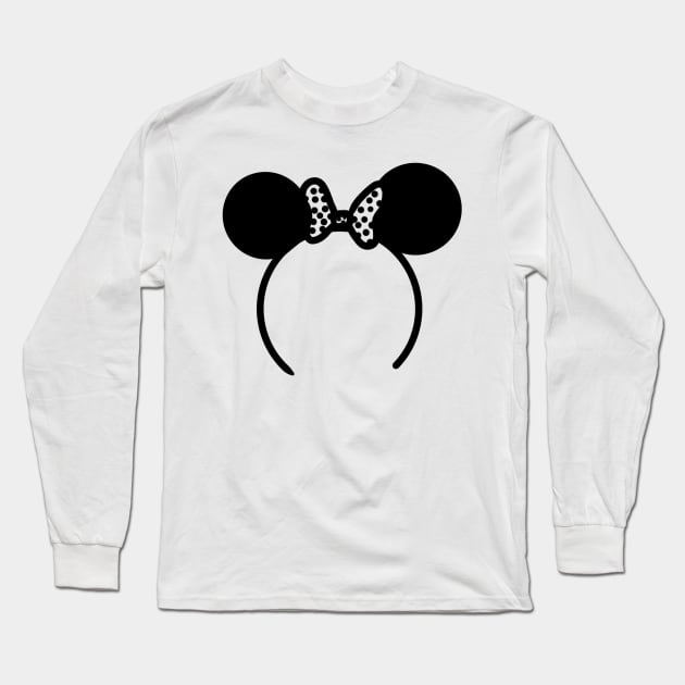 Black and White Minnie Ears Long Sleeve T-Shirt by CalliesArt